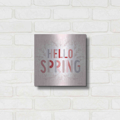 Luxe Metal Art 'Hello Spring Pink' by Lady Louise Designs, Metal Wall Art,12x12