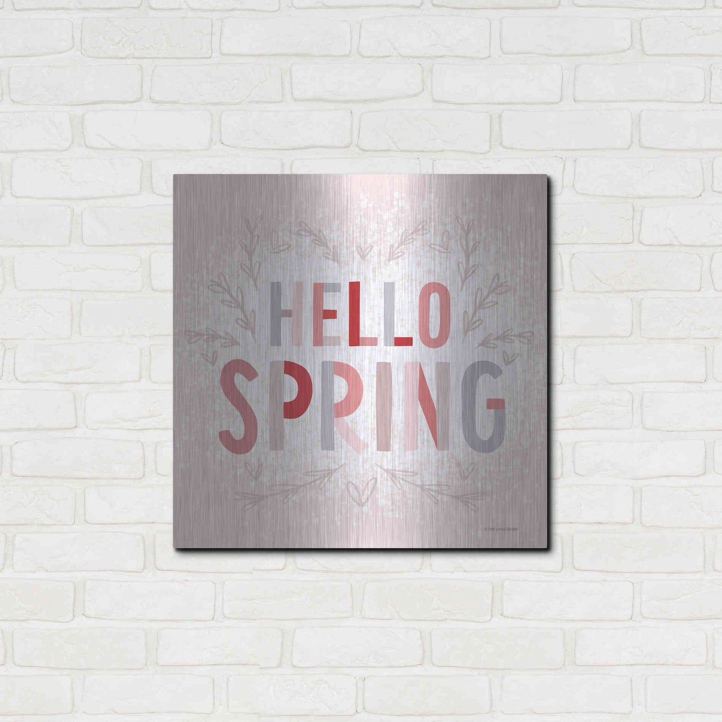 Luxe Metal Art 'Hello Spring Pink' by Lady Louise Designs, Metal Wall Art,24x24