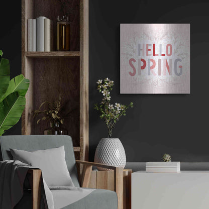 Luxe Metal Art 'Hello Spring Pink' by Lady Louise Designs, Metal Wall Art,24x24