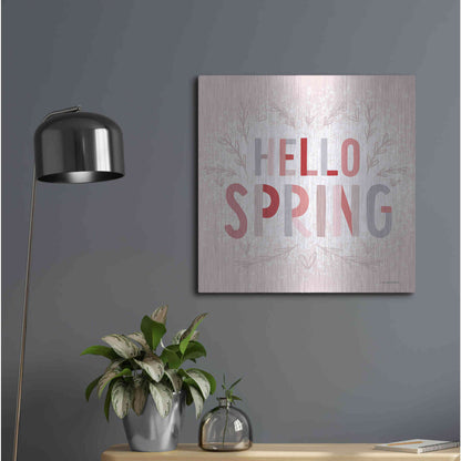 Luxe Metal Art 'Hello Spring Pink' by Lady Louise Designs, Metal Wall Art,24x24