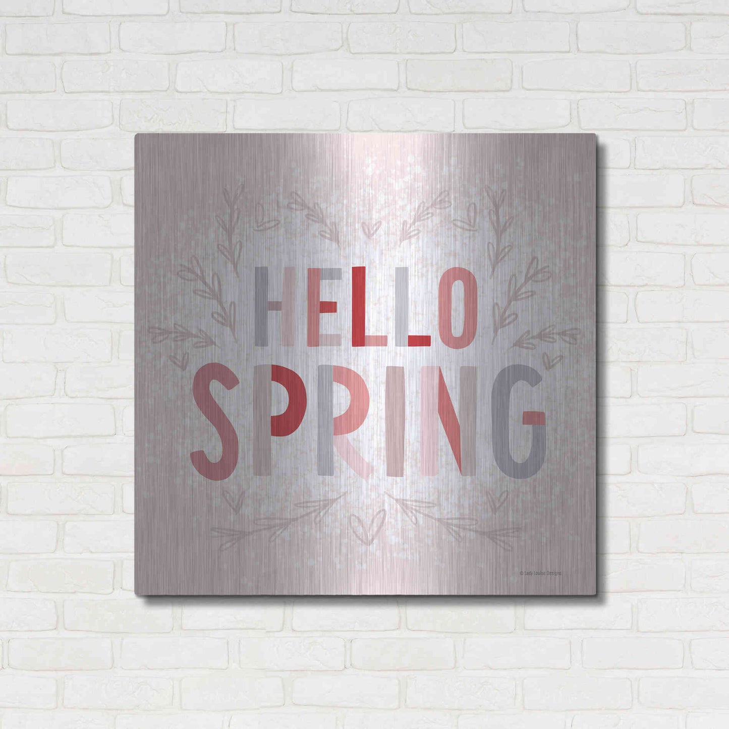 Luxe Metal Art 'Hello Spring Pink' by Lady Louise Designs, Metal Wall Art,36x36