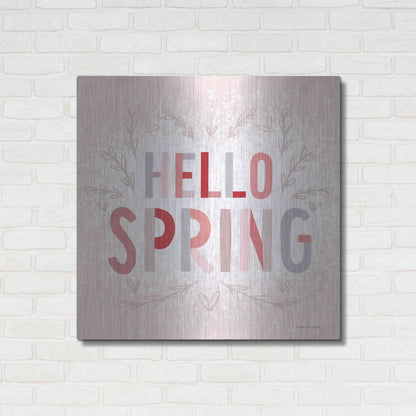 Luxe Metal Art 'Hello Spring Pink' by Lady Louise Designs, Metal Wall Art,36x36