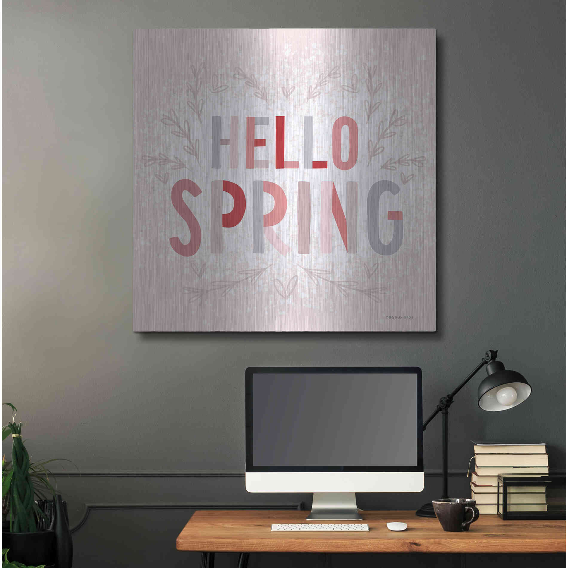 Luxe Metal Art 'Hello Spring Pink' by Lady Louise Designs, Metal Wall Art,36x36