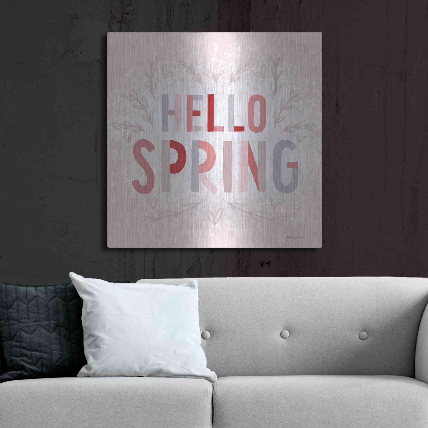 Luxe Metal Art 'Hello Spring Pink' by Lady Louise Designs, Metal Wall Art,36x36