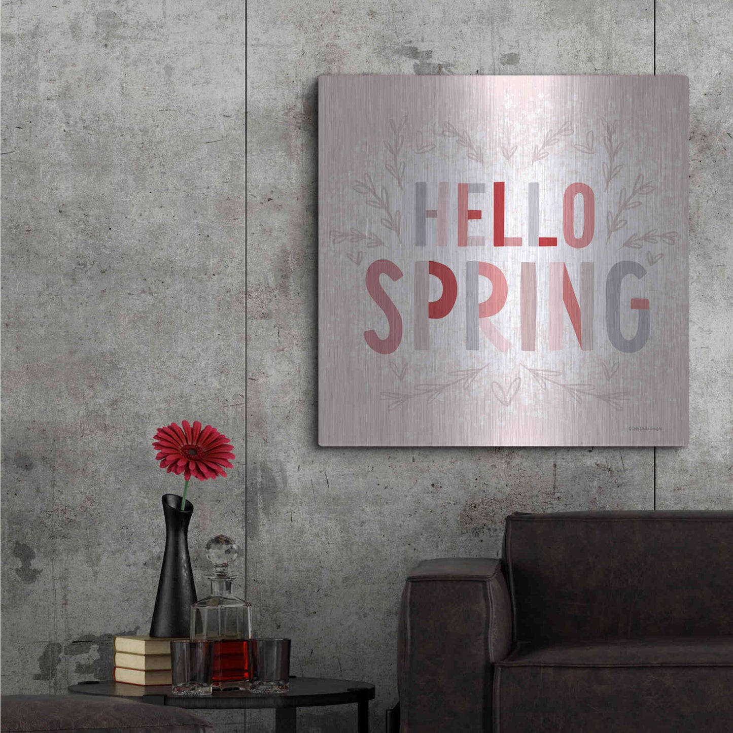 Luxe Metal Art 'Hello Spring Pink' by Lady Louise Designs, Metal Wall Art,36x36