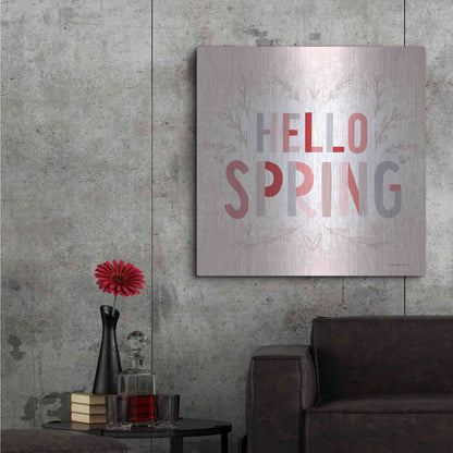 Luxe Metal Art 'Hello Spring Pink' by Lady Louise Designs, Metal Wall Art,36x36