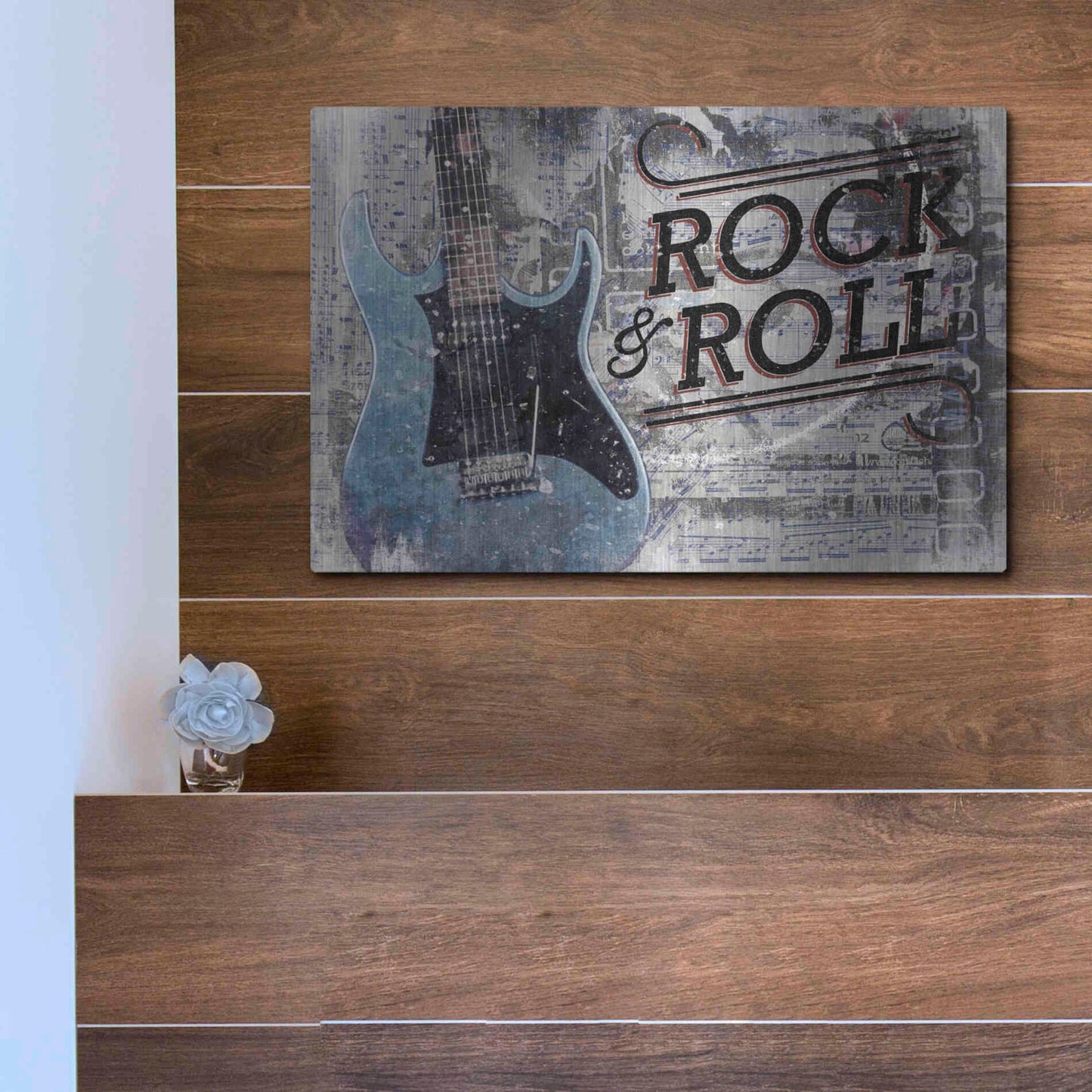 Luxe Metal Art 'Rock & Roll Guitar' by Cloverfield & Co, Metal Wall Art,16x12