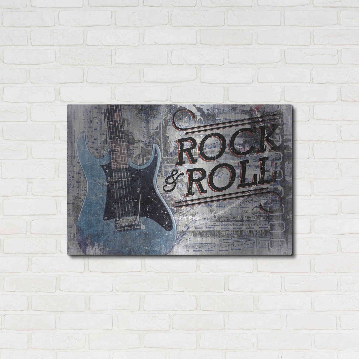 Luxe Metal Art 'Rock & Roll Guitar' by Cloverfield & Co, Metal Wall Art,36x24