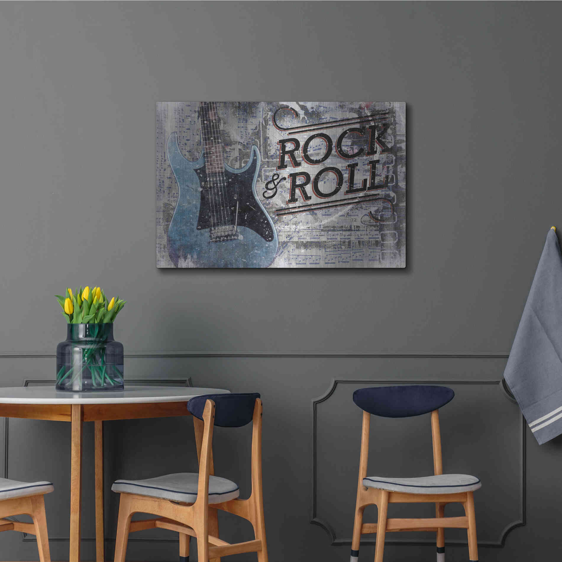 Luxe Metal Art 'Rock & Roll Guitar' by Cloverfield & Co, Metal Wall Art,36x24