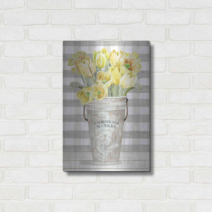 Luxe Metal Art 'Yellow Tulips II' by Cindy Jacobs, Metal Wall Art,16x24