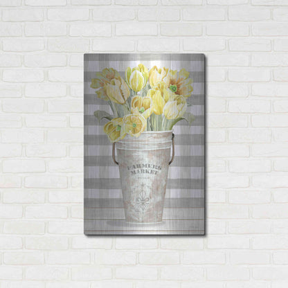 Luxe Metal Art 'Yellow Tulips II' by Cindy Jacobs, Metal Wall Art,24x36