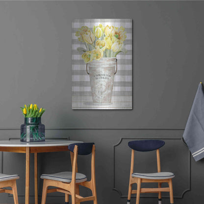 Luxe Metal Art 'Yellow Tulips II' by Cindy Jacobs, Metal Wall Art,24x36