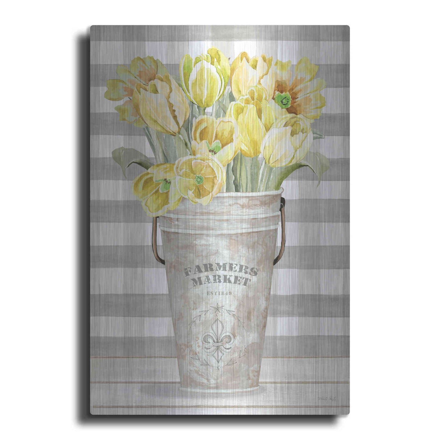 Luxe Metal Art 'Yellow Tulips II' by Cindy Jacobs, Metal Wall Art