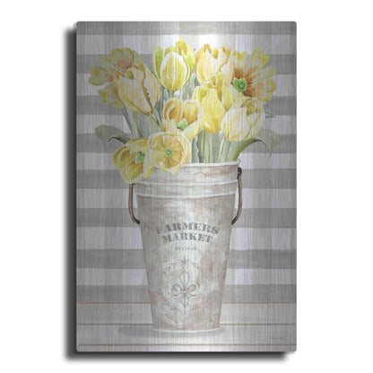 Luxe Metal Art 'Yellow Tulips II' by Cindy Jacobs, Metal Wall Art