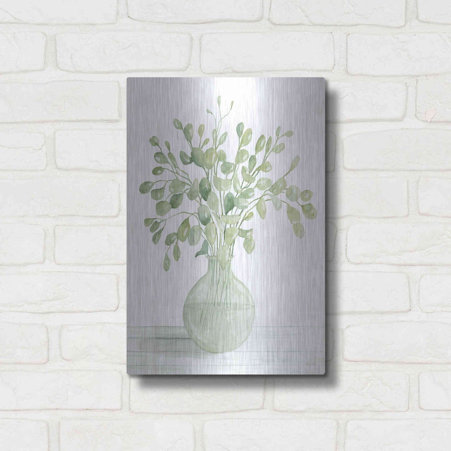 Luxe Metal Art 'Eucalyptus Beauty I' by Cindy Jacobs, Metal Wall Art,12x16