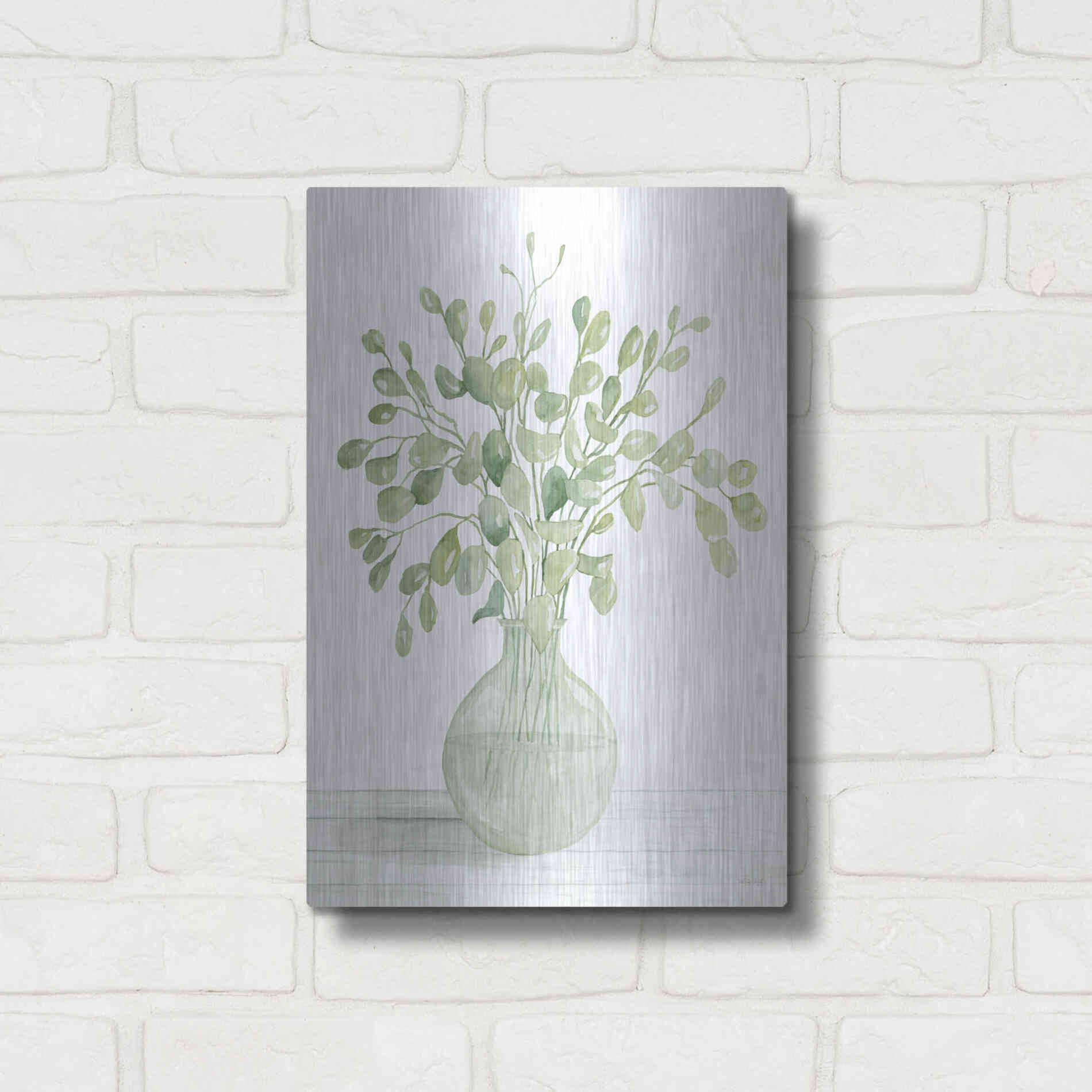 Luxe Metal Art 'Eucalyptus Beauty I' by Cindy Jacobs, Metal Wall Art,12x16