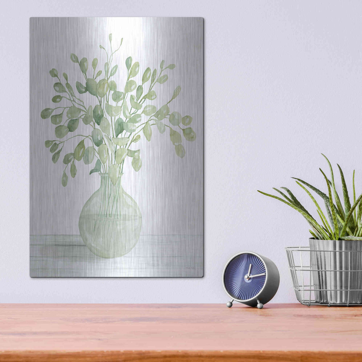 Luxe Metal Art 'Eucalyptus Beauty I' by Cindy Jacobs, Metal Wall Art,12x16