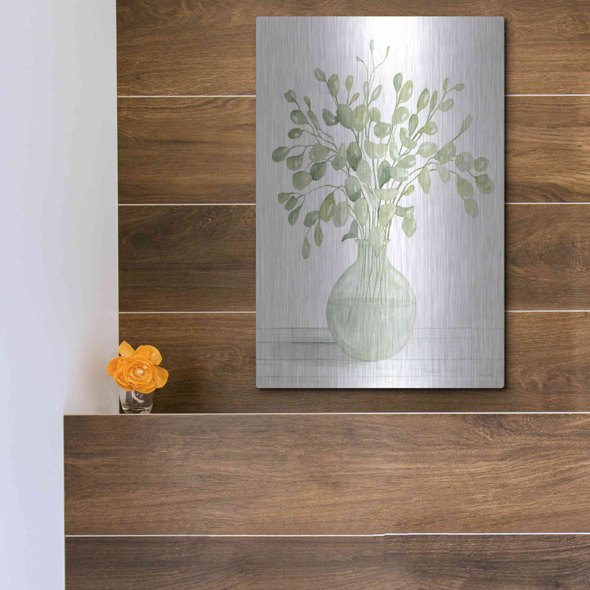 Luxe Metal Art 'Eucalyptus Beauty I' by Cindy Jacobs, Metal Wall Art,12x16