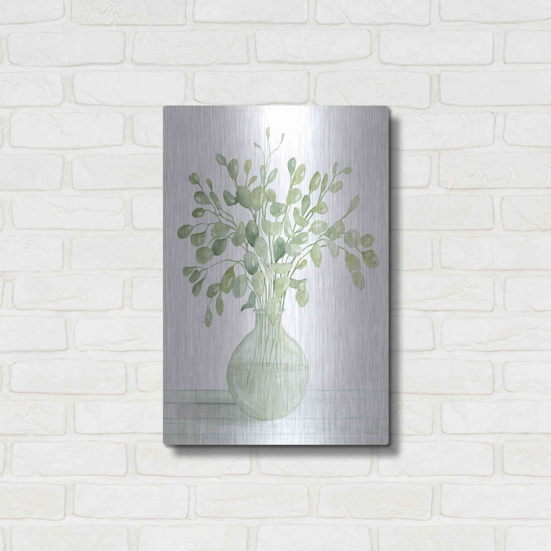 Luxe Metal Art 'Eucalyptus Beauty I' by Cindy Jacobs, Metal Wall Art,16x24