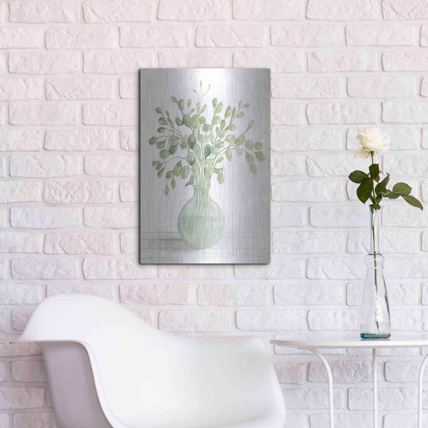 Luxe Metal Art 'Eucalyptus Beauty I' by Cindy Jacobs, Metal Wall Art,16x24