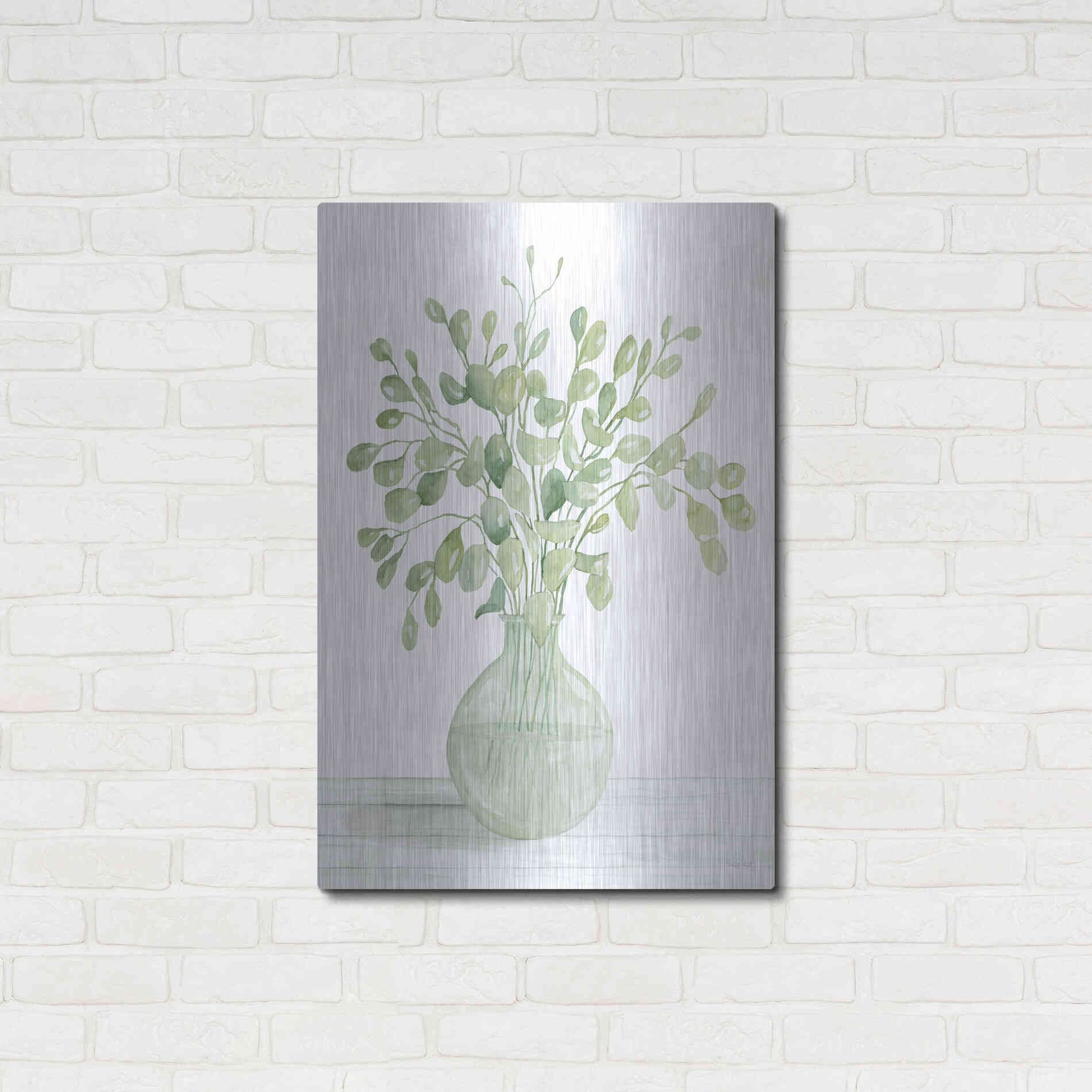 Luxe Metal Art 'Eucalyptus Beauty I' by Cindy Jacobs, Metal Wall Art,24x36