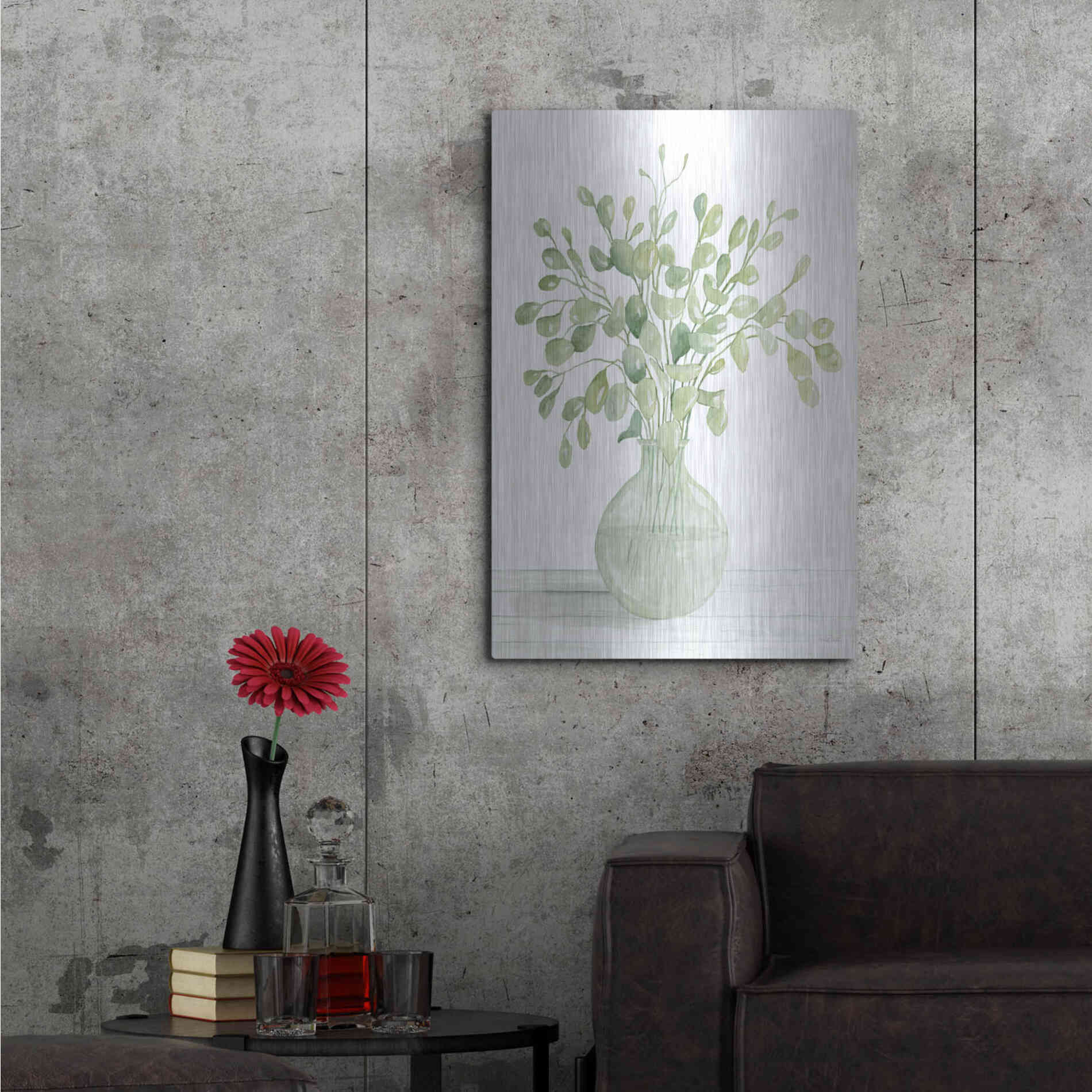 Luxe Metal Art 'Eucalyptus Beauty I' by Cindy Jacobs, Metal Wall Art,24x36
