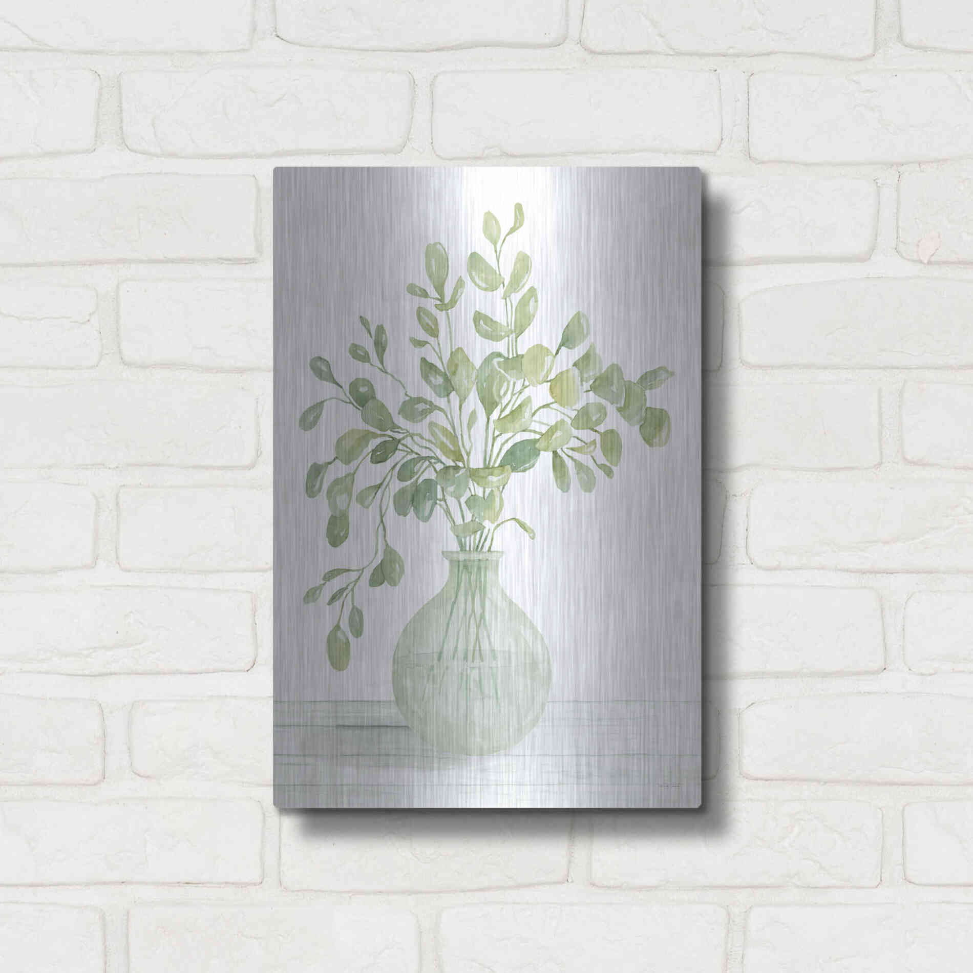 Luxe Metal Art 'Eucalyptus Beauty II' by Cindy Jacobs, Metal Wall Art,12x16