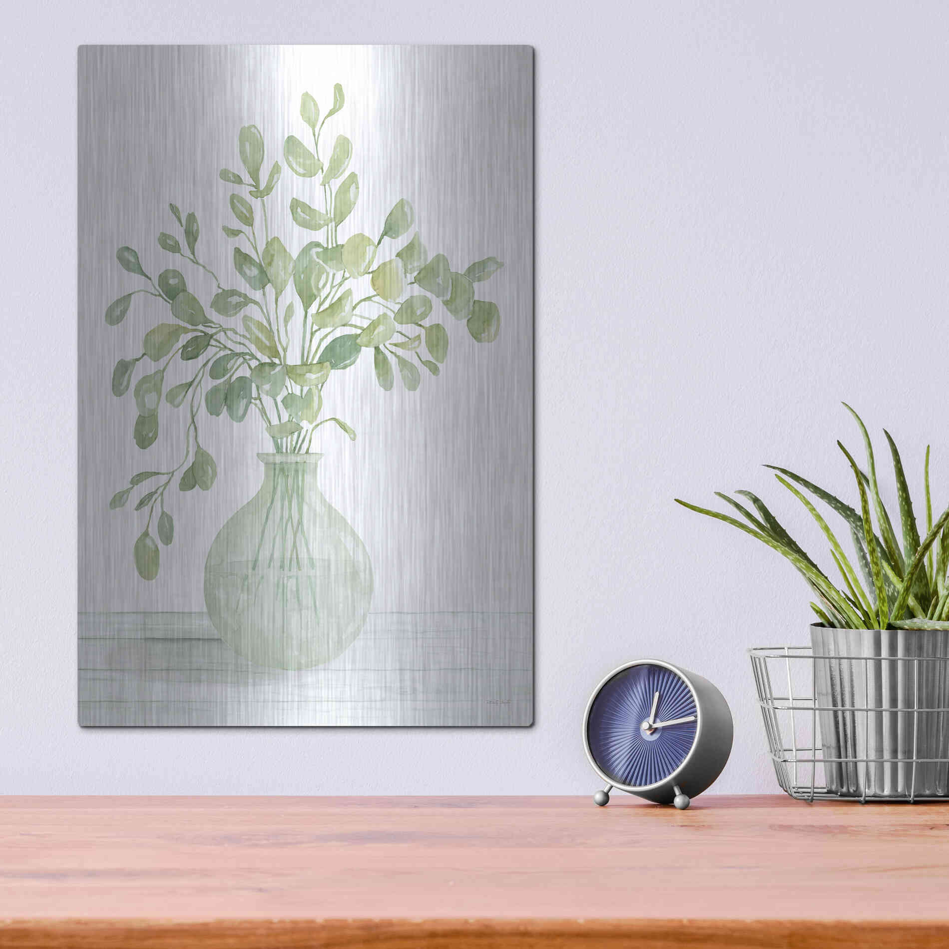 Luxe Metal Art 'Eucalyptus Beauty II' by Cindy Jacobs, Metal Wall Art,12x16