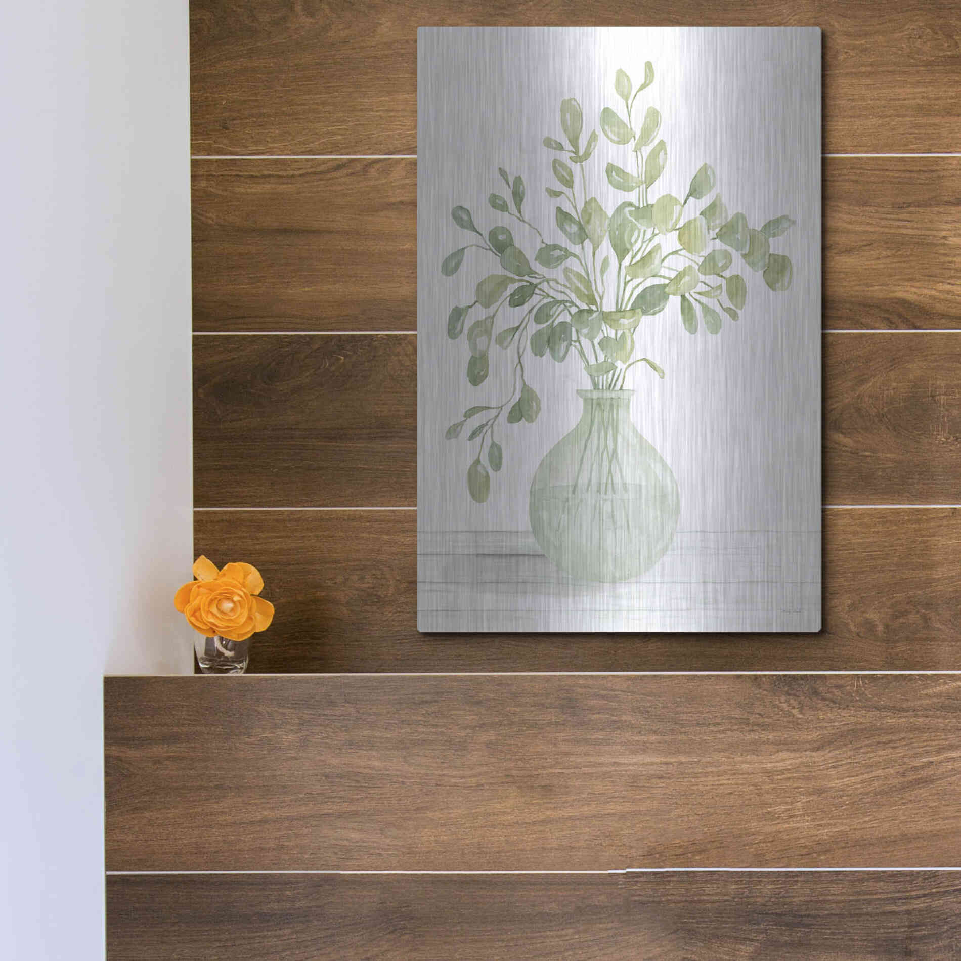 Luxe Metal Art 'Eucalyptus Beauty II' by Cindy Jacobs, Metal Wall Art,12x16