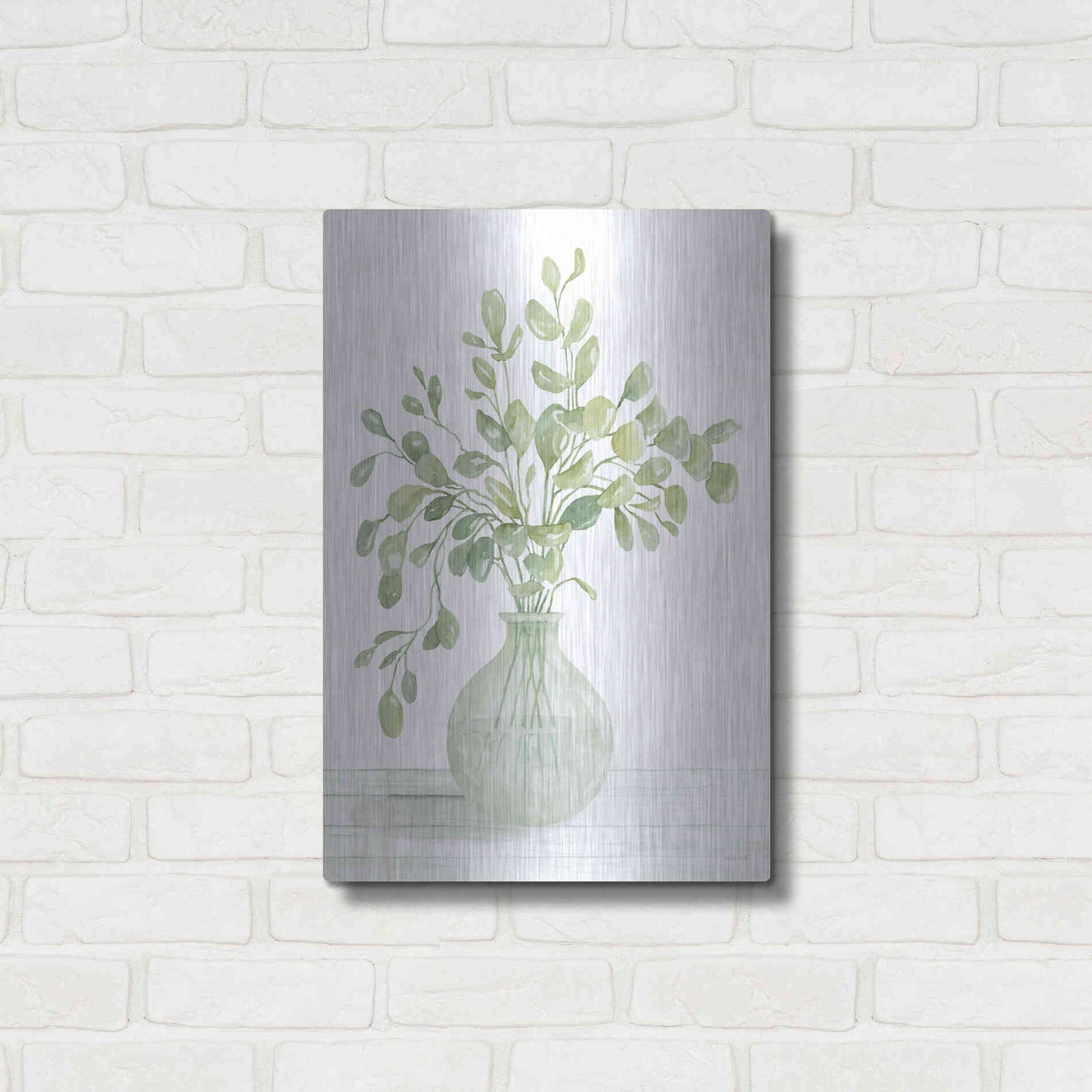 Luxe Metal Art 'Eucalyptus Beauty II' by Cindy Jacobs, Metal Wall Art,16x24