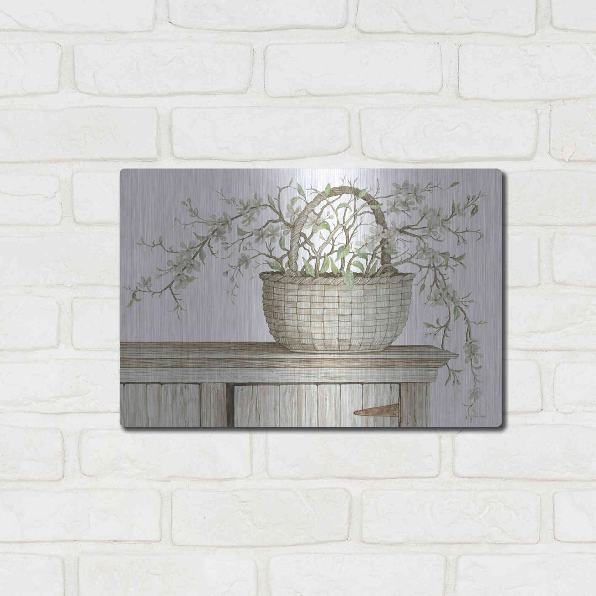 Luxe Metal Art 'Apple Blossom Beauty I' by Cindy Jacobs, Metal Wall Art,16x12