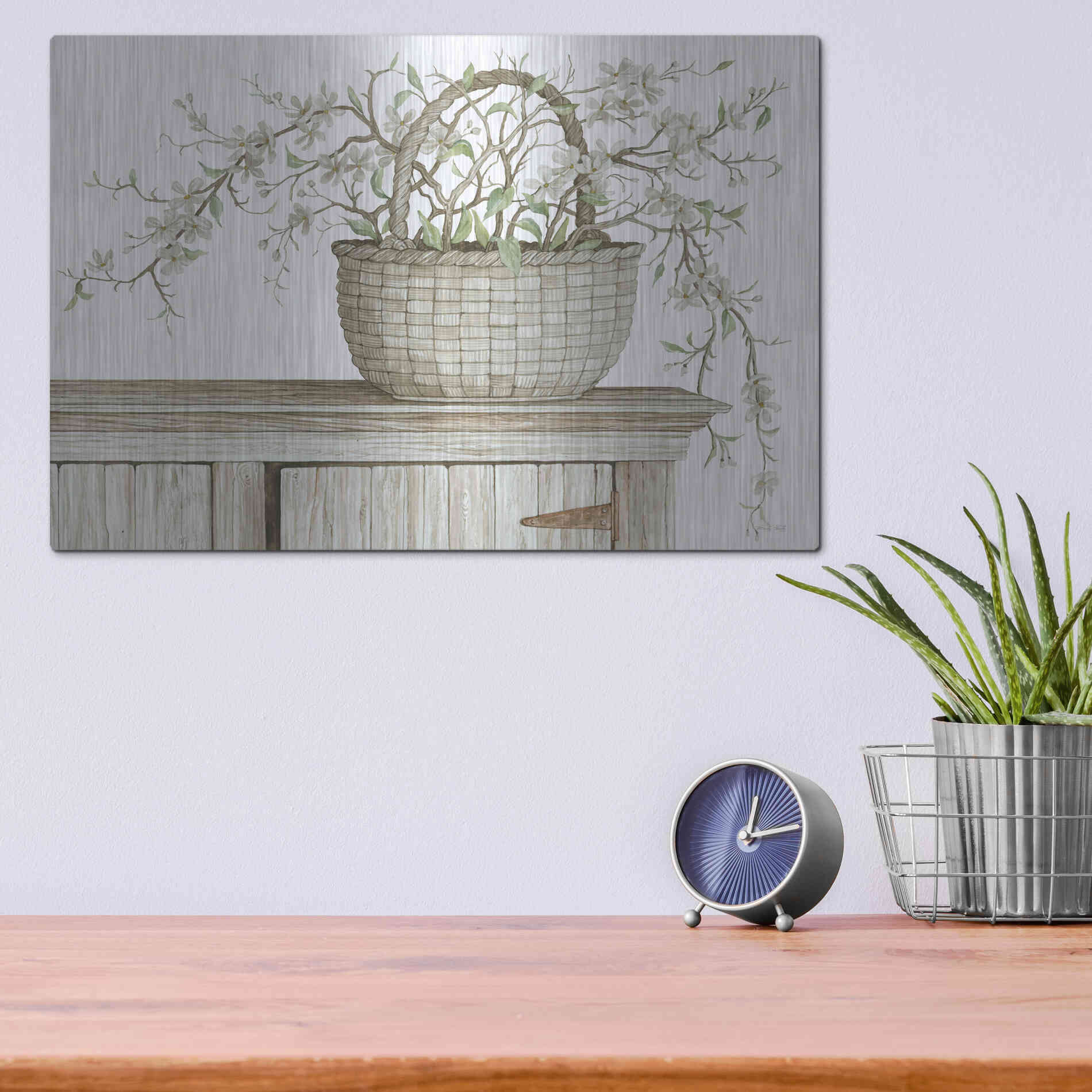 Luxe Metal Art 'Apple Blossom Beauty I' by Cindy Jacobs, Metal Wall Art,16x12