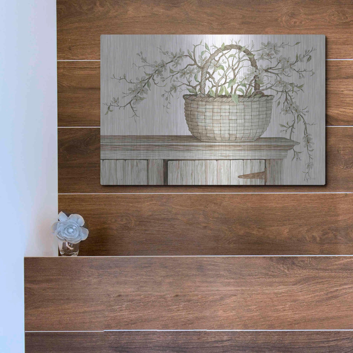 Luxe Metal Art 'Apple Blossom Beauty I' by Cindy Jacobs, Metal Wall Art,16x12