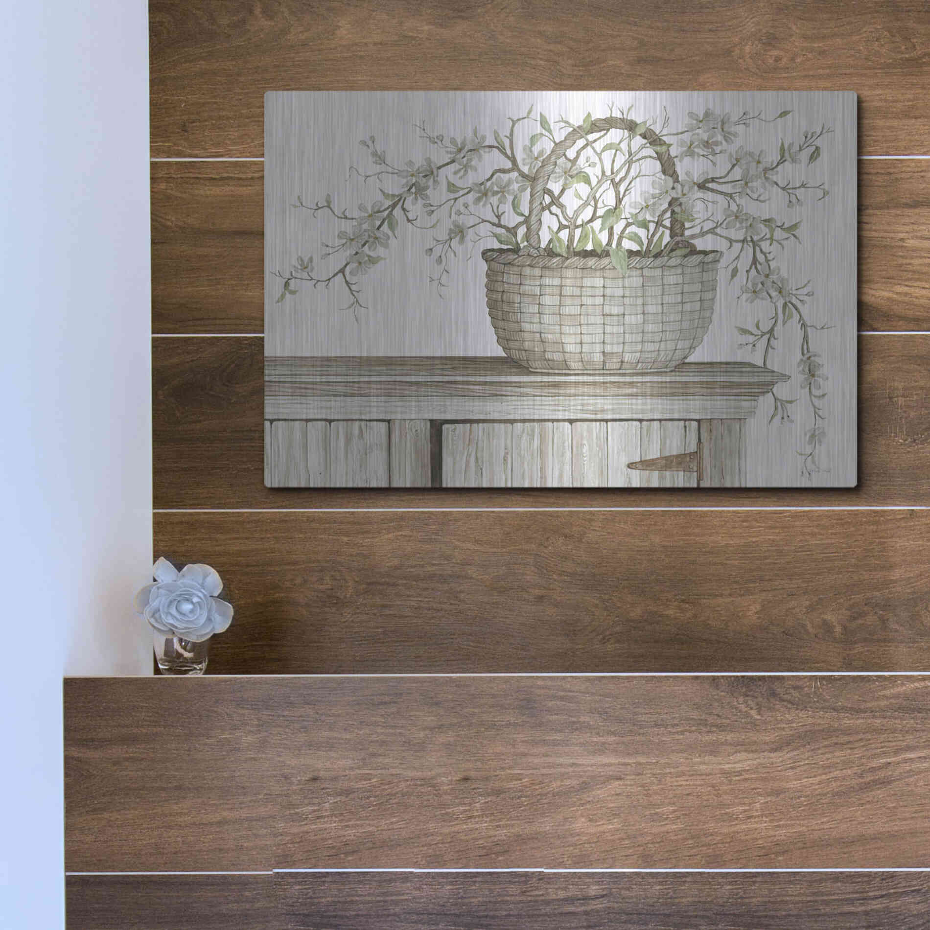 Luxe Metal Art 'Apple Blossom Beauty I' by Cindy Jacobs, Metal Wall Art,16x12