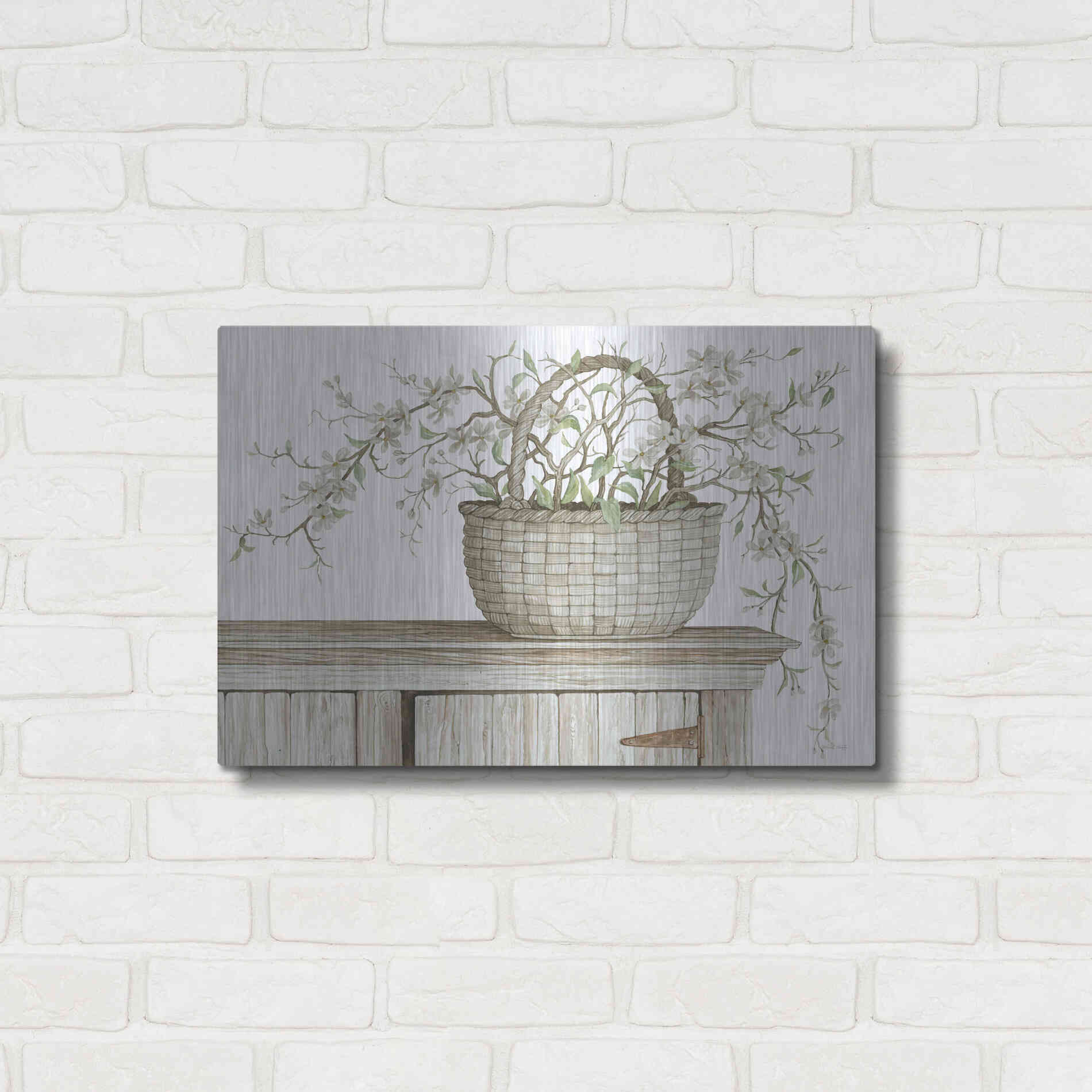 Luxe Metal Art 'Apple Blossom Beauty I' by Cindy Jacobs, Metal Wall Art,24x16