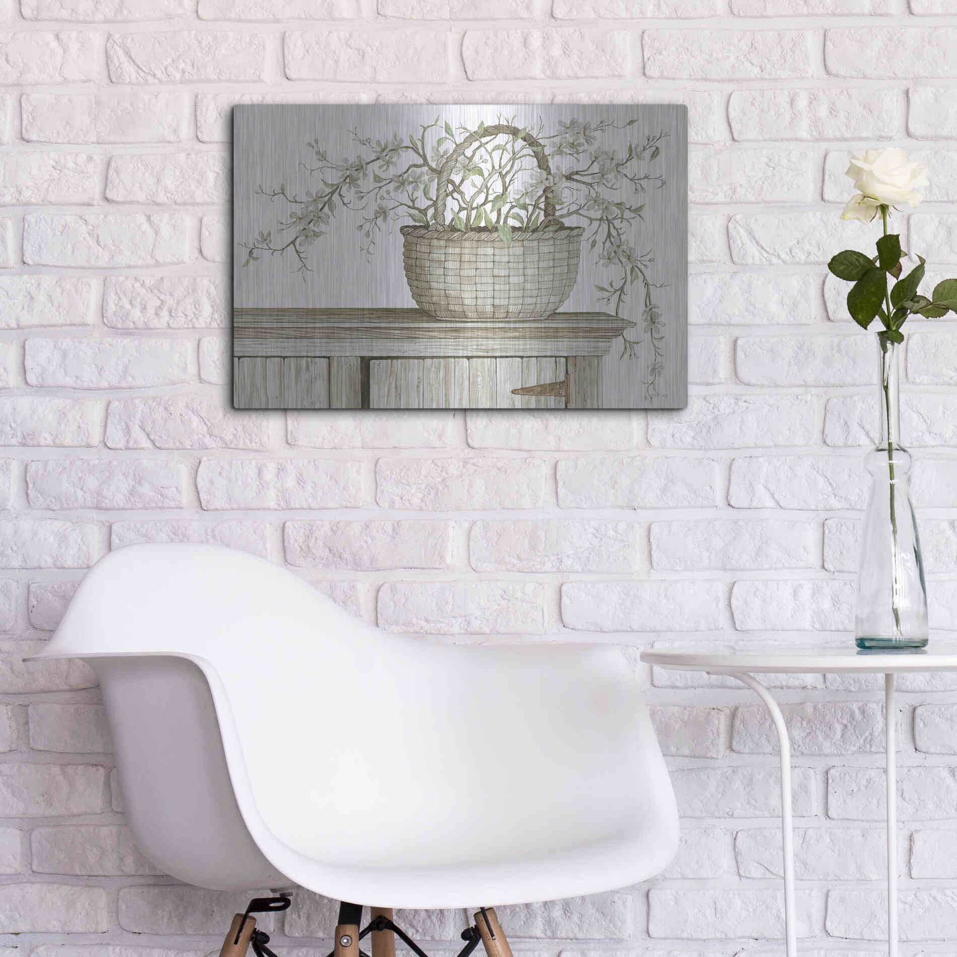 Luxe Metal Art 'Apple Blossom Beauty I' by Cindy Jacobs, Metal Wall Art,24x16