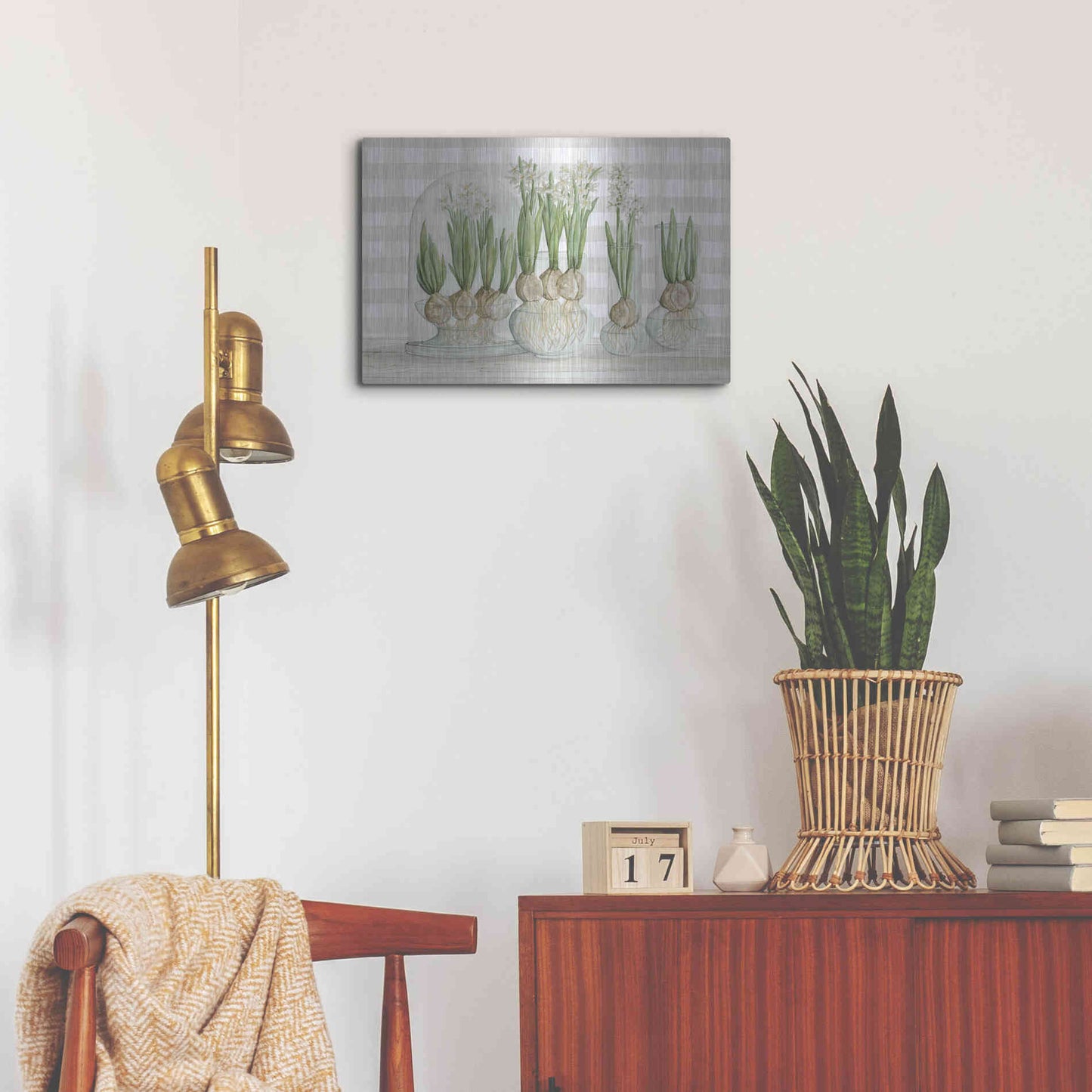 Luxe Metal Art 'Paperwhite Bulbs' by Cindy Jacobs, Metal Wall Art,24x16