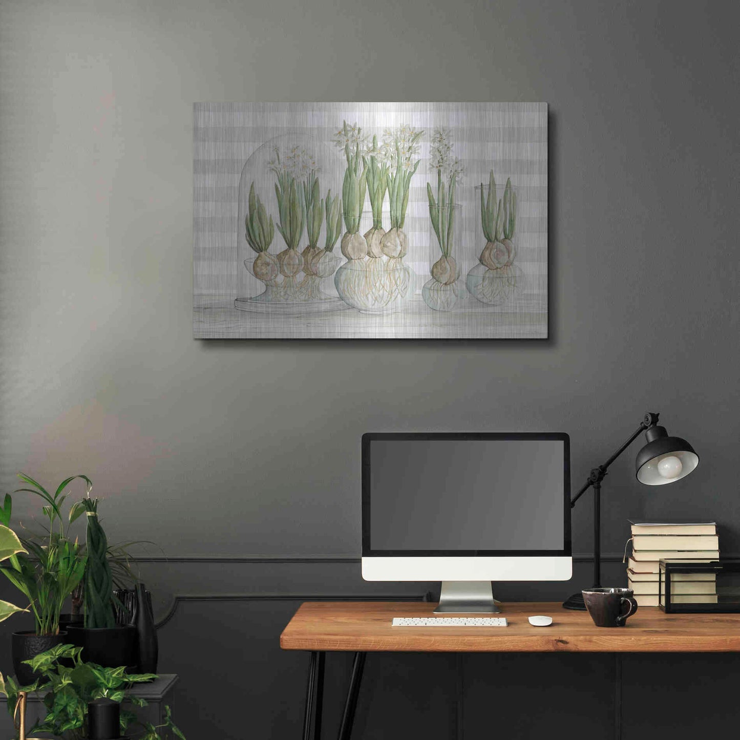 Luxe Metal Art 'Paperwhite Bulbs' by Cindy Jacobs, Metal Wall Art,36x24