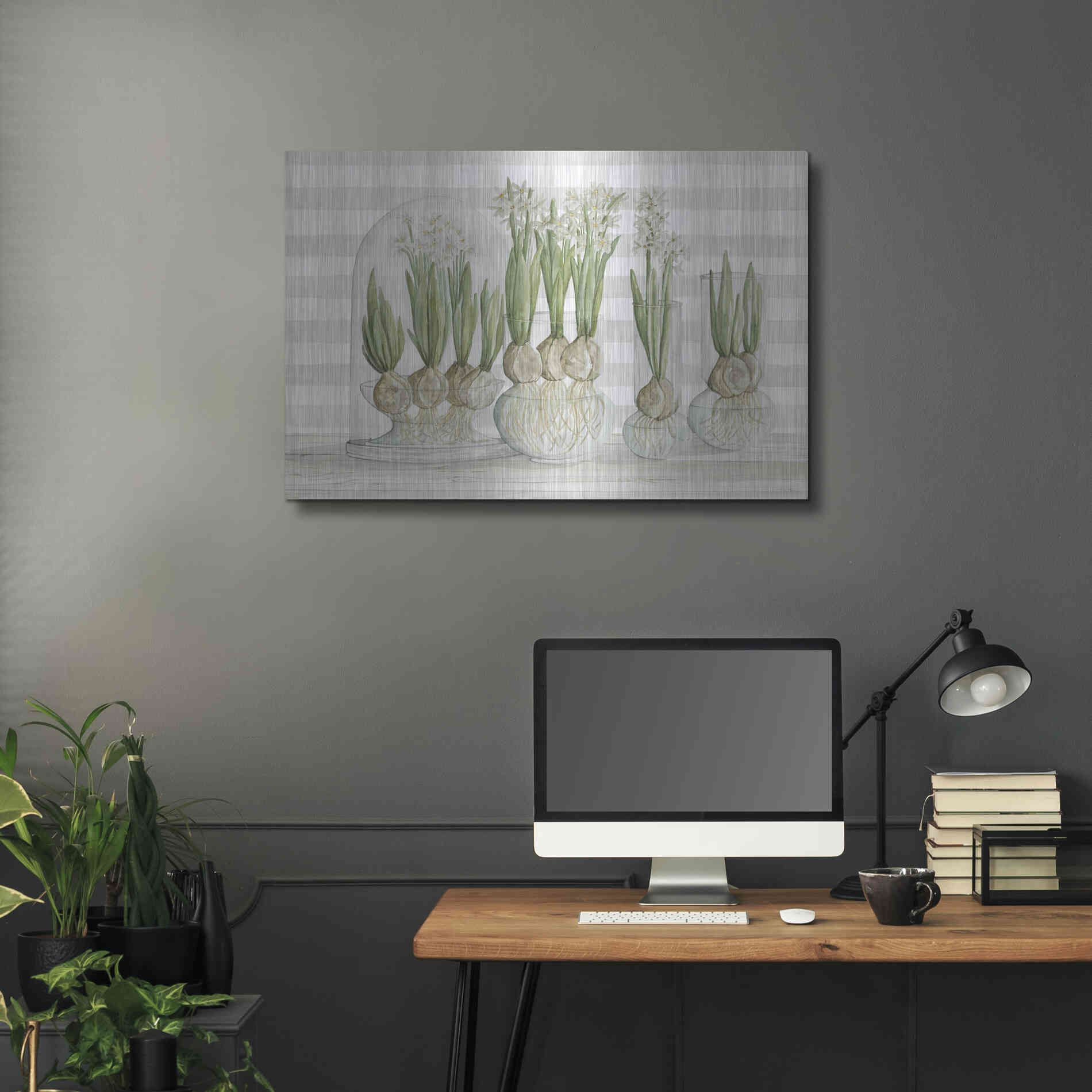 Luxe Metal Art 'Paperwhite Bulbs' by Cindy Jacobs, Metal Wall Art,36x24