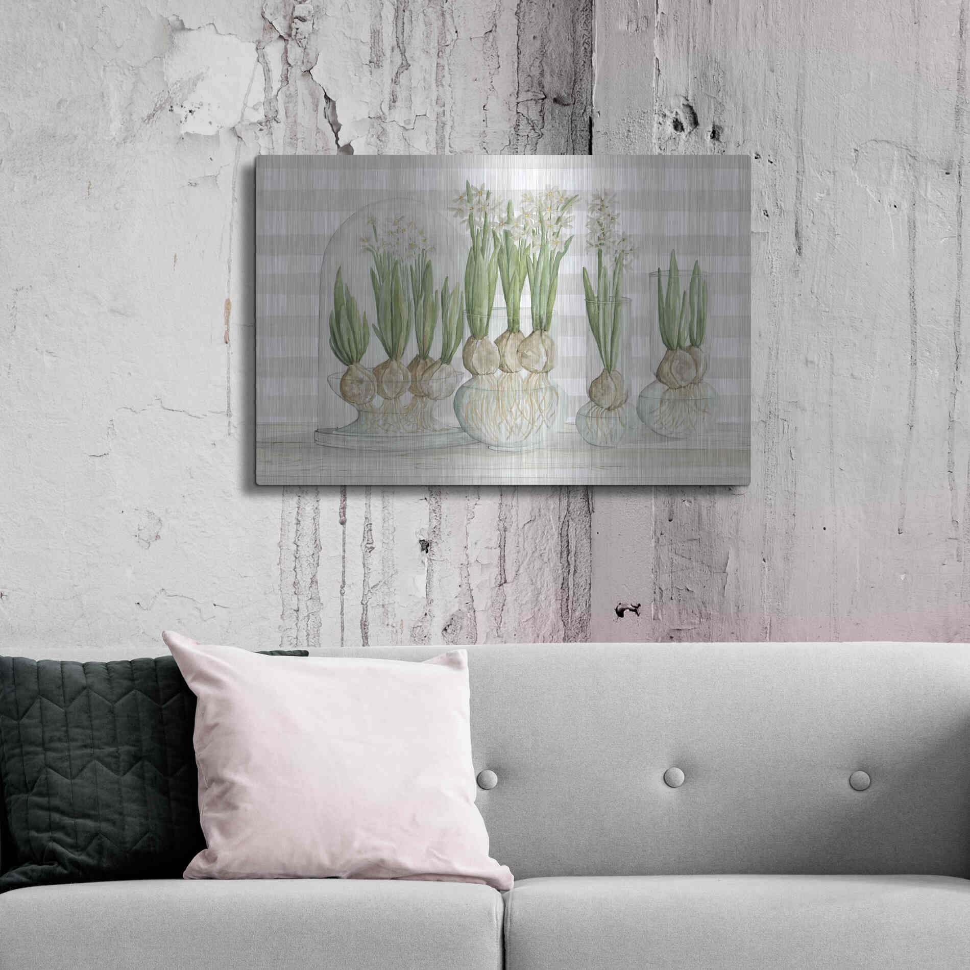 Luxe Metal Art 'Paperwhite Bulbs' by Cindy Jacobs, Metal Wall Art,36x24
