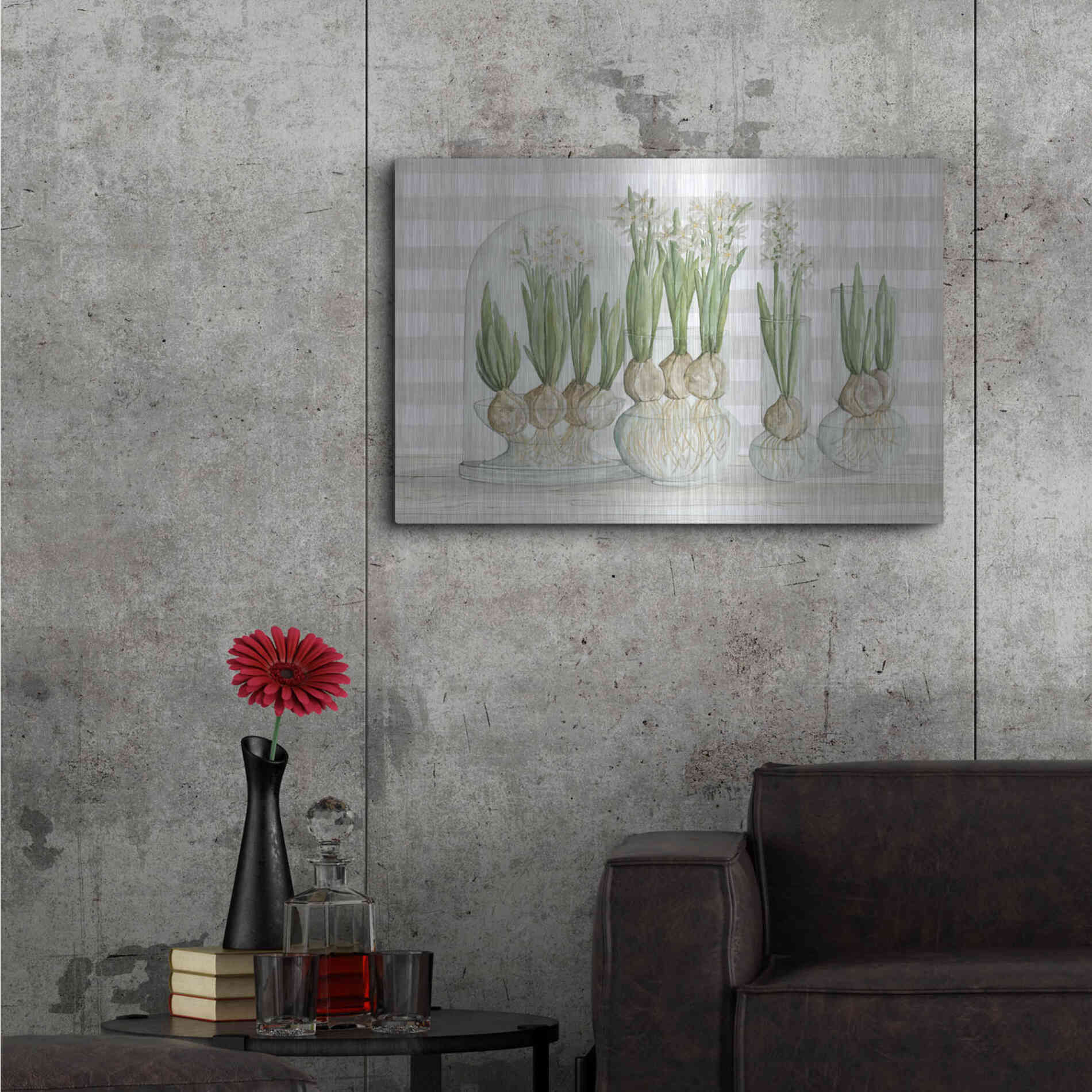 Luxe Metal Art 'Paperwhite Bulbs' by Cindy Jacobs, Metal Wall Art,36x24