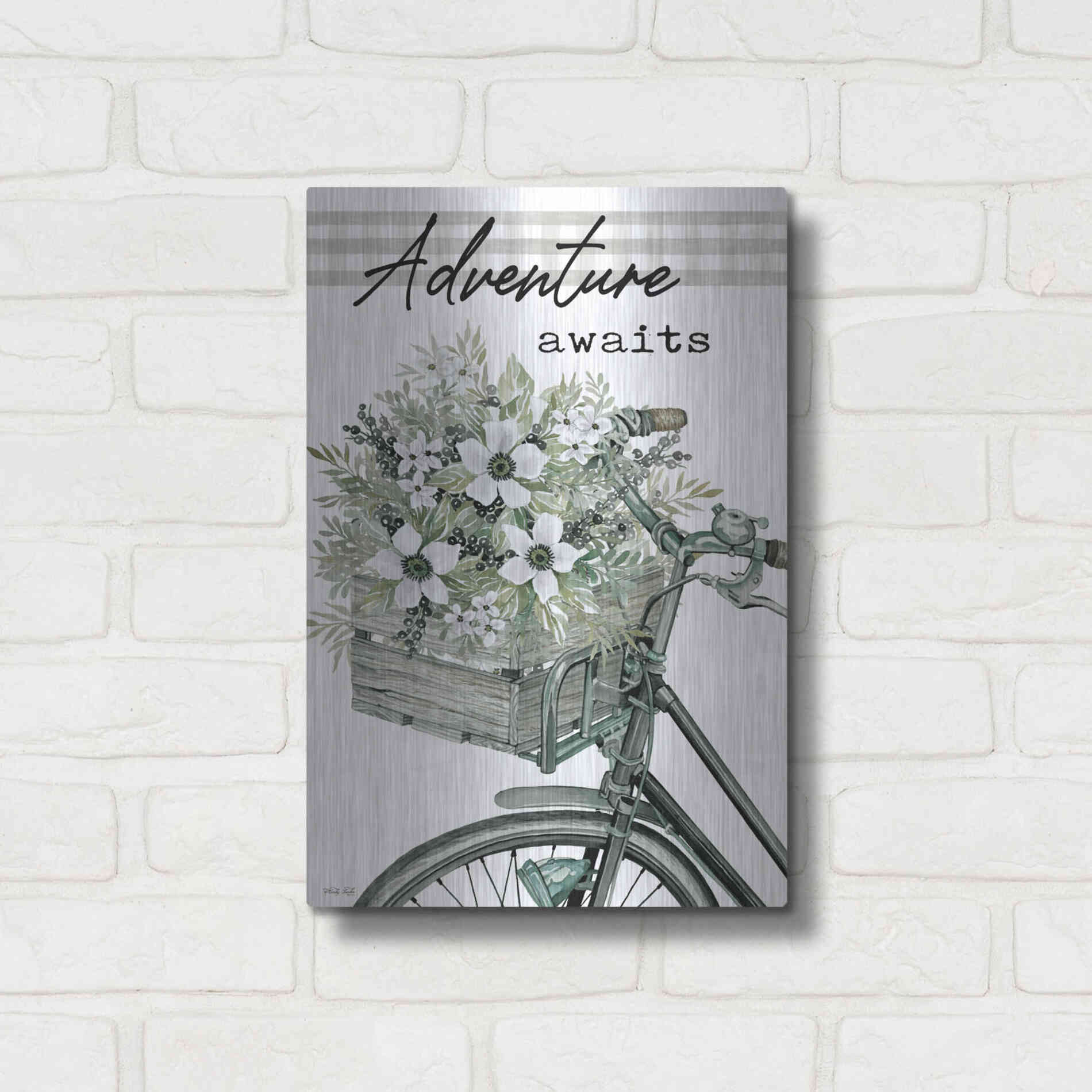 Luxe Metal Art 'Adventure Awaits 2' by Cindy Jacobs, Metal Wall Art,12x16