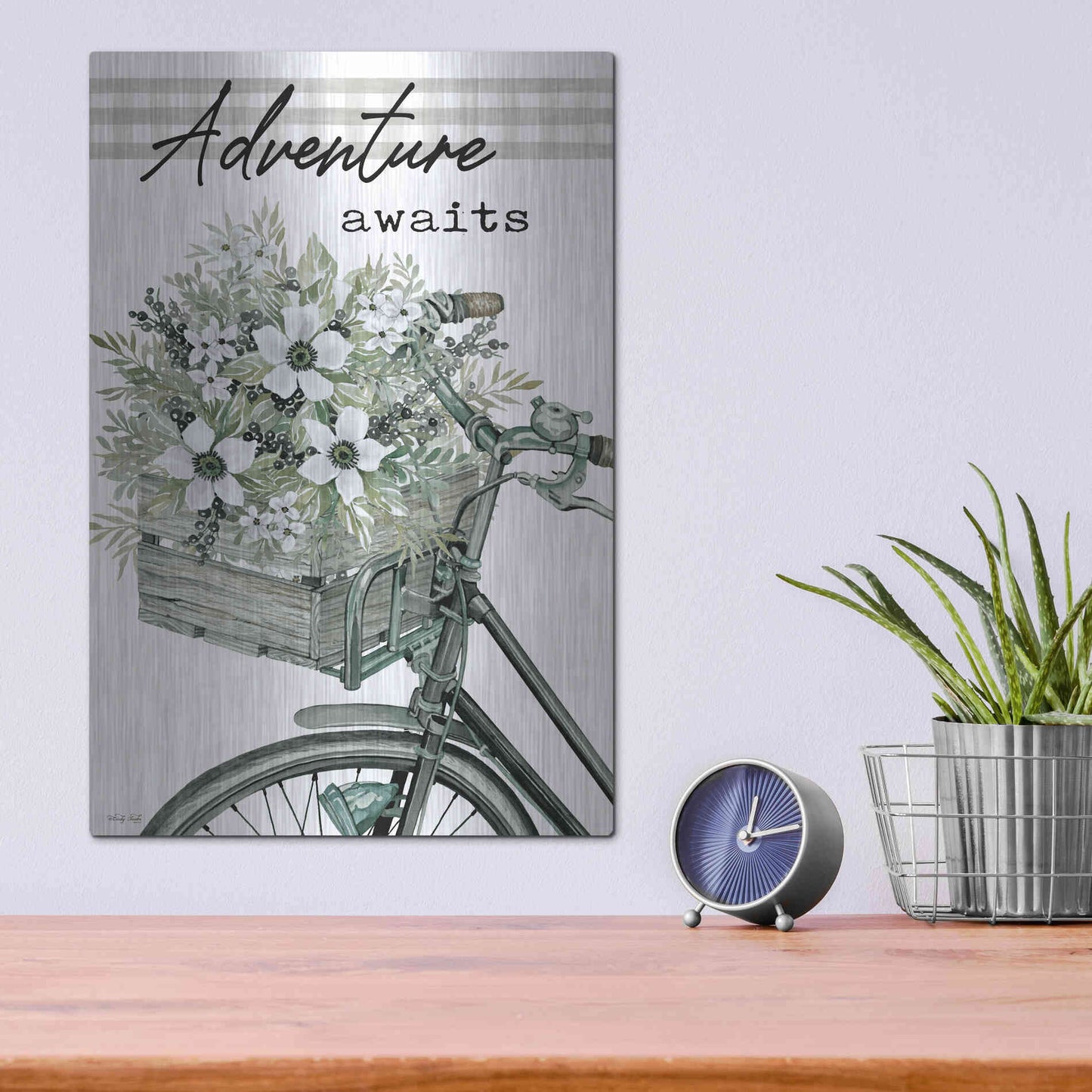 Luxe Metal Art 'Adventure Awaits 2' by Cindy Jacobs, Metal Wall Art,12x16