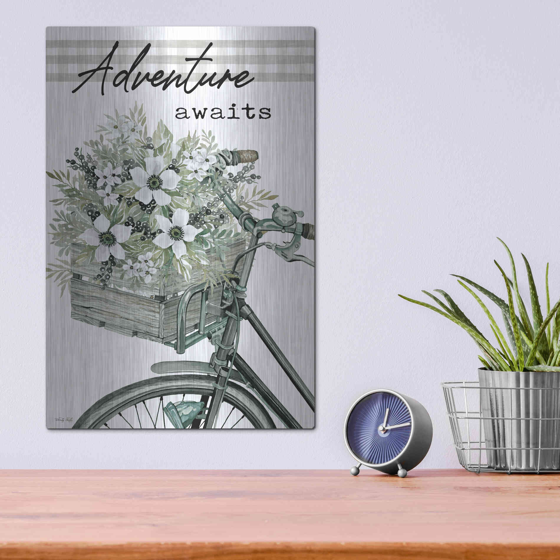 Luxe Metal Art 'Adventure Awaits 2' by Cindy Jacobs, Metal Wall Art,12x16