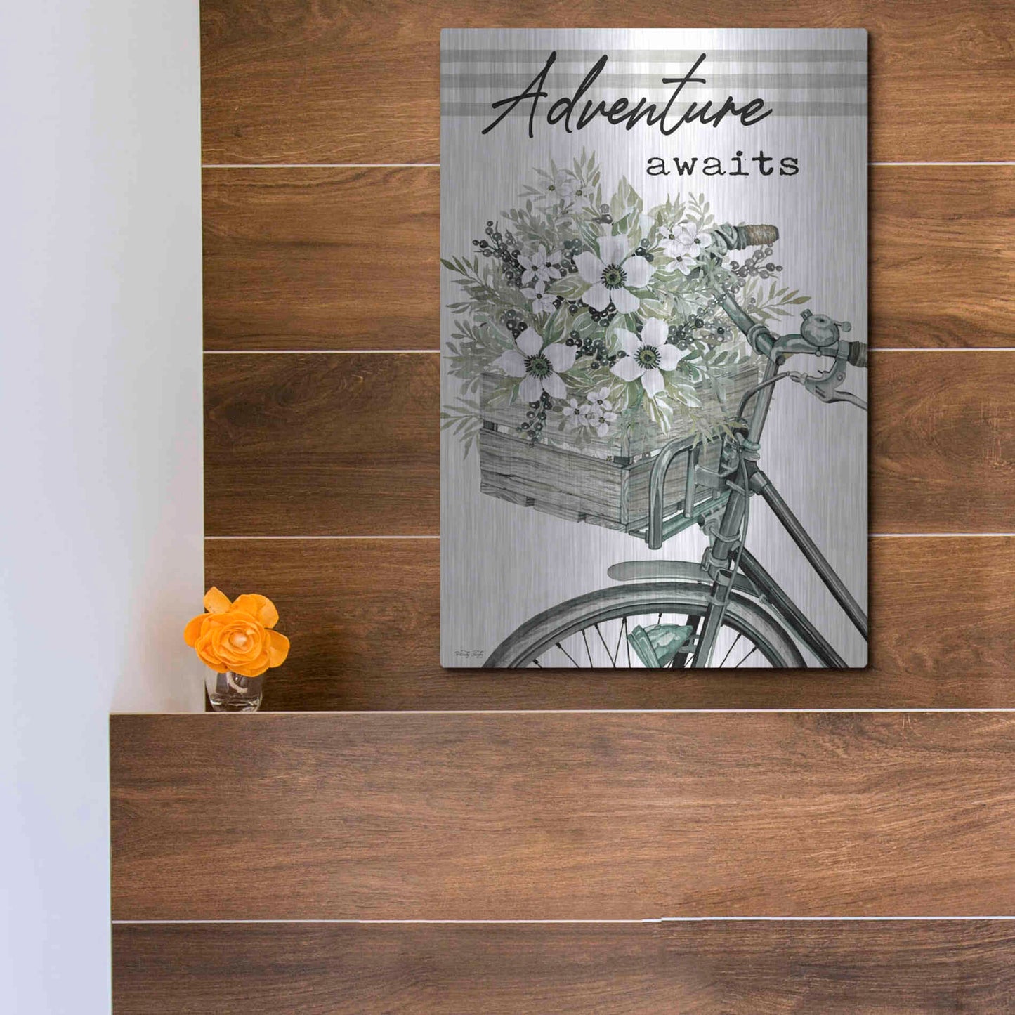 Luxe Metal Art 'Adventure Awaits 2' by Cindy Jacobs, Metal Wall Art,12x16