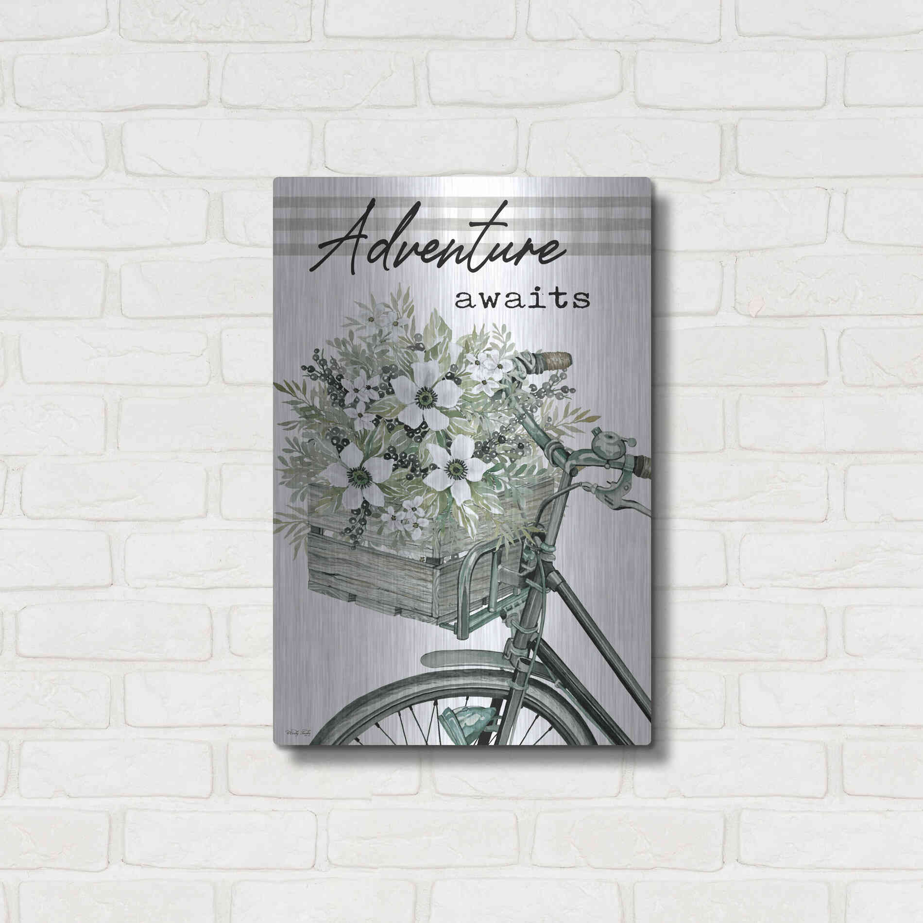 Luxe Metal Art 'Adventure Awaits 2' by Cindy Jacobs, Metal Wall Art,16x24