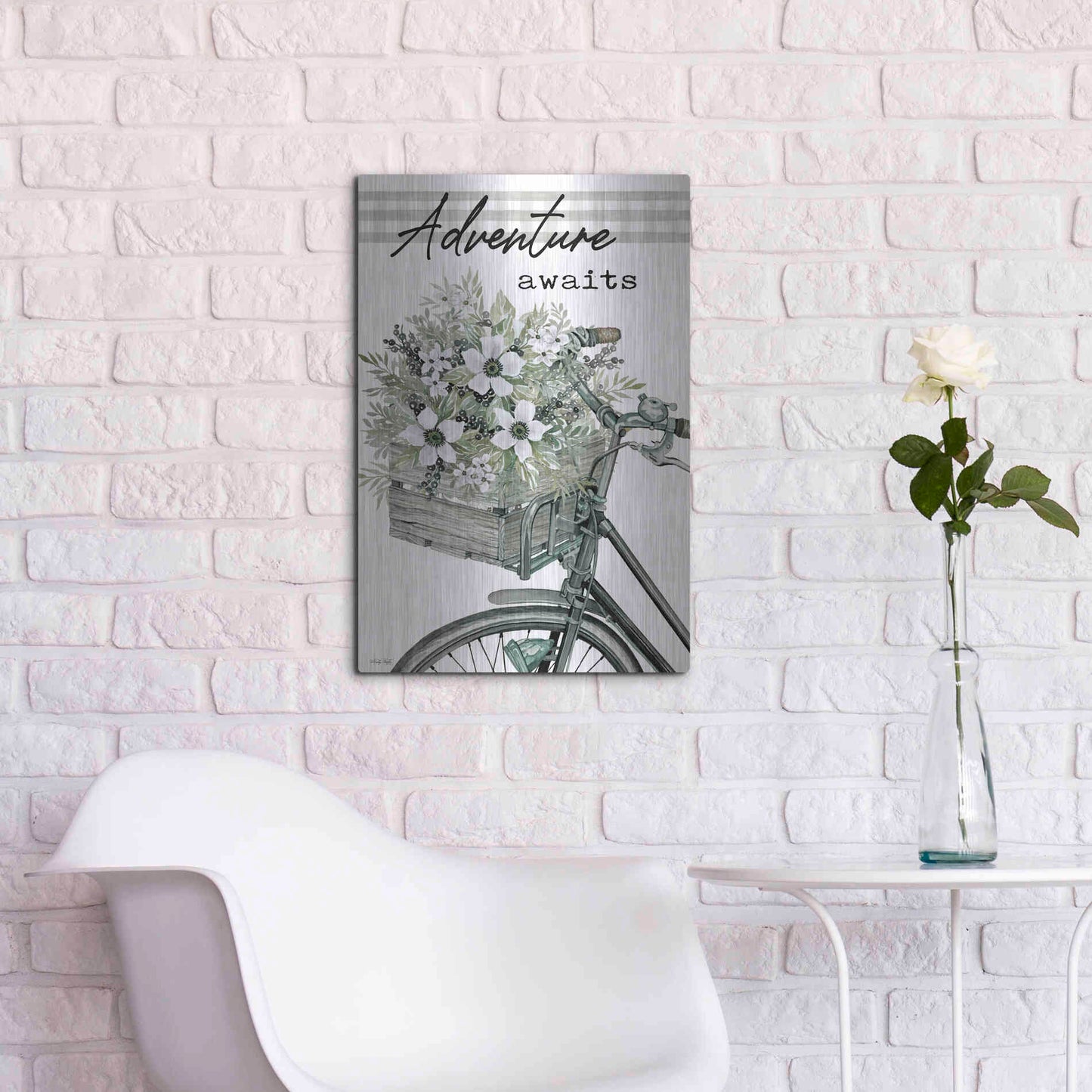 Luxe Metal Art 'Adventure Awaits 2' by Cindy Jacobs, Metal Wall Art,16x24