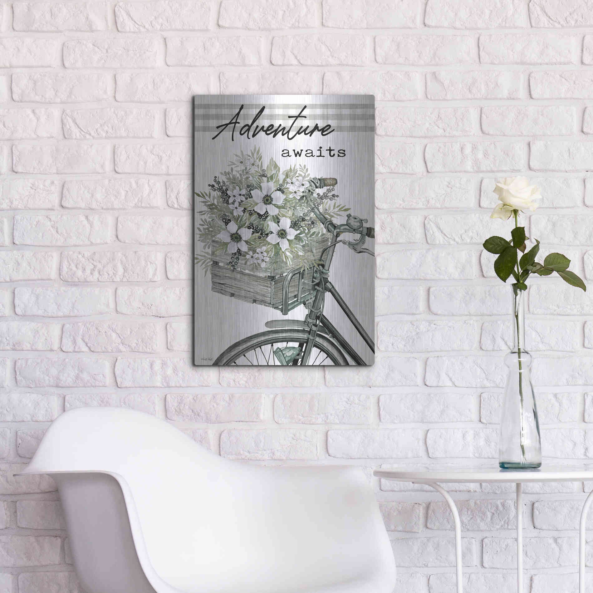 Luxe Metal Art 'Adventure Awaits 2' by Cindy Jacobs, Metal Wall Art,16x24