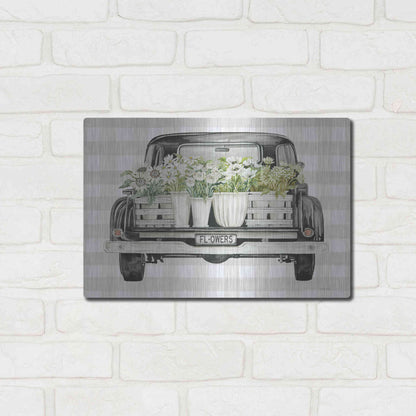 Luxe Metal Art 'Flower Lover's Truck' by Cindy Jacobs, Metal Wall Art,16x12
