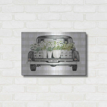 Luxe Metal Art 'Flower Lover's Truck' by Cindy Jacobs, Metal Wall Art,24x16